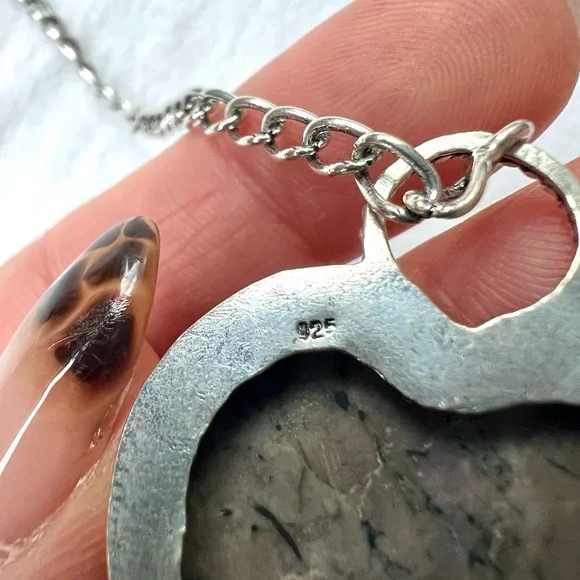 925 Rhodonite Heart Toggle Necklace Pendant